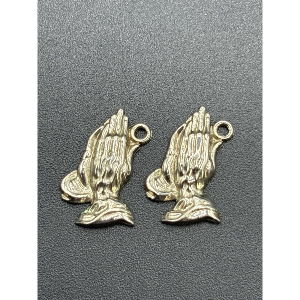Two(2) Matching Sterling Silver Prayer Hands Charms 4 Grams D7